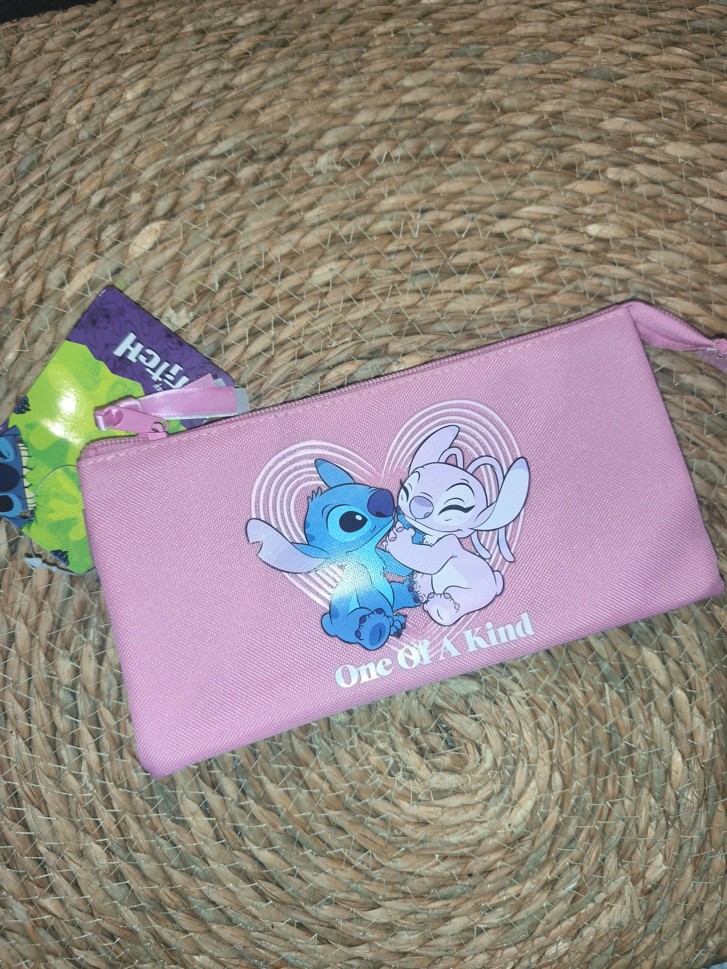 Estuche Stitch y Angel Rosa triple