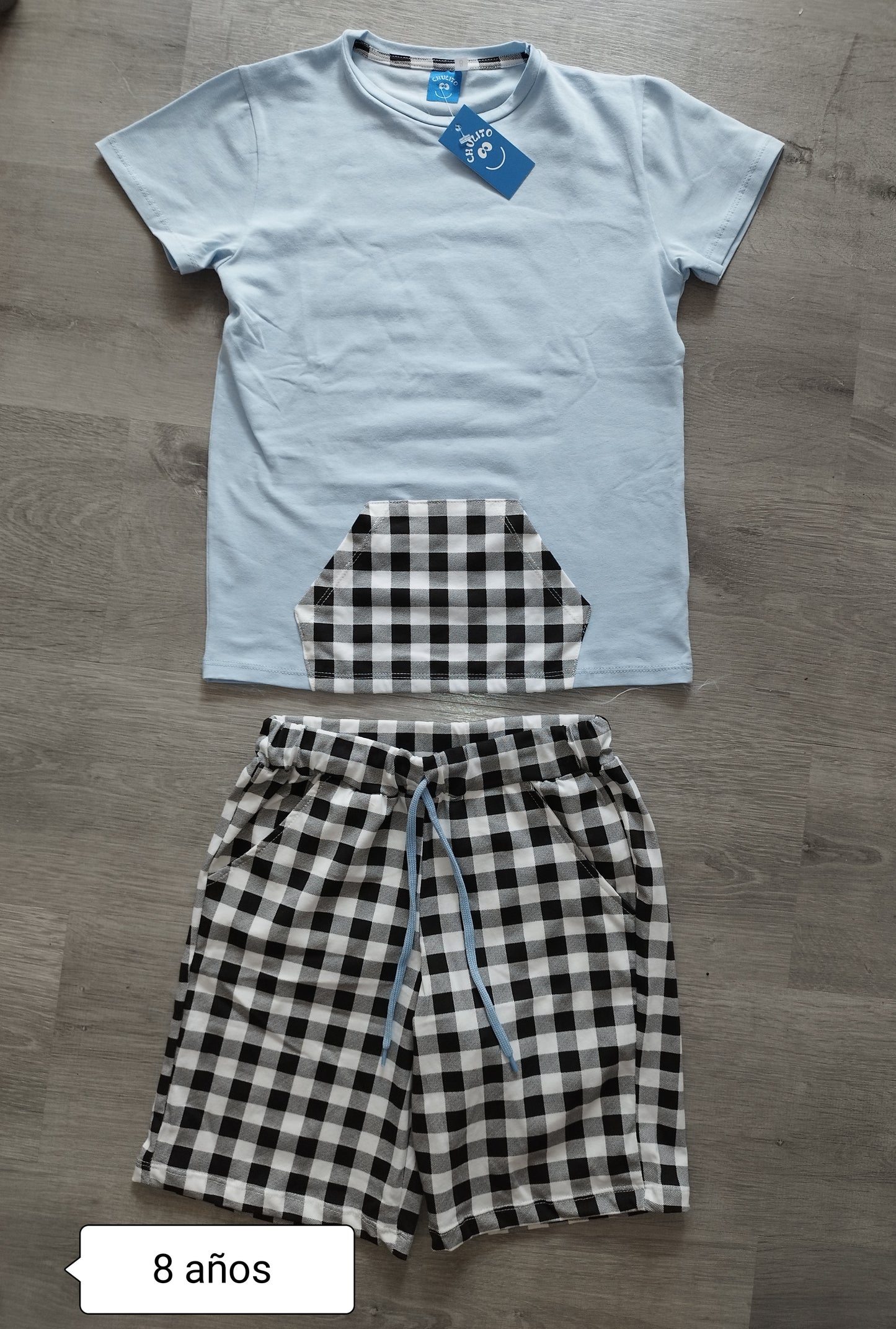 Conjunto niño verano camiseta + pantalón cuadros
