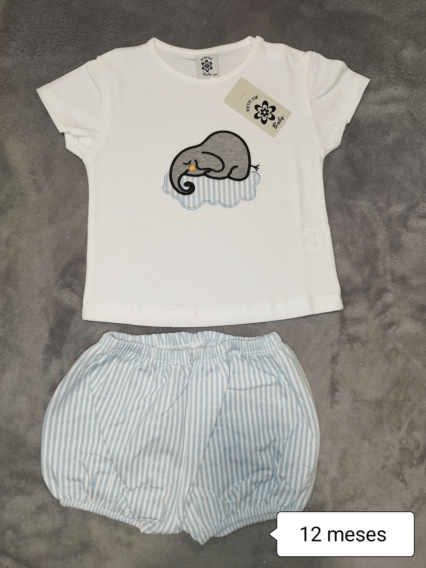 Conjunto bebé 2 piezas elefante celeste