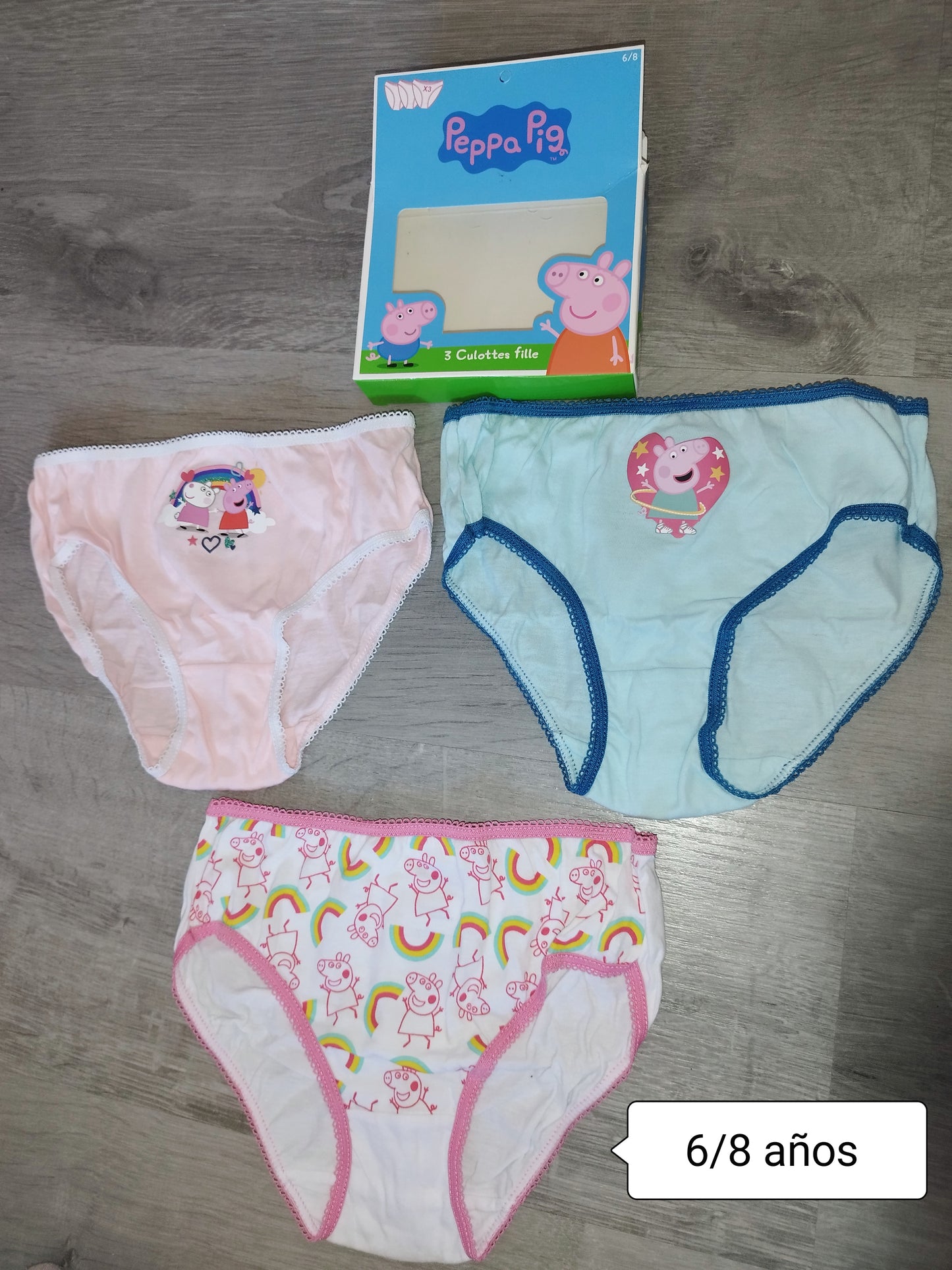 Pack 3 Braguitas Peppa Pig Niña Algodón Ropa Interior Infantil