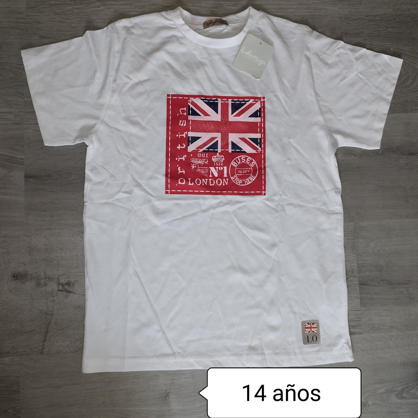 Camiseta juvenil La Ormiga blanca con bandera Londres