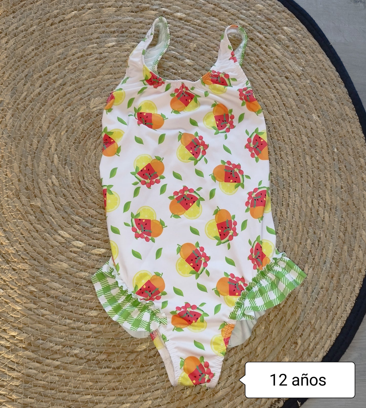 Bañador niña frutas con volante