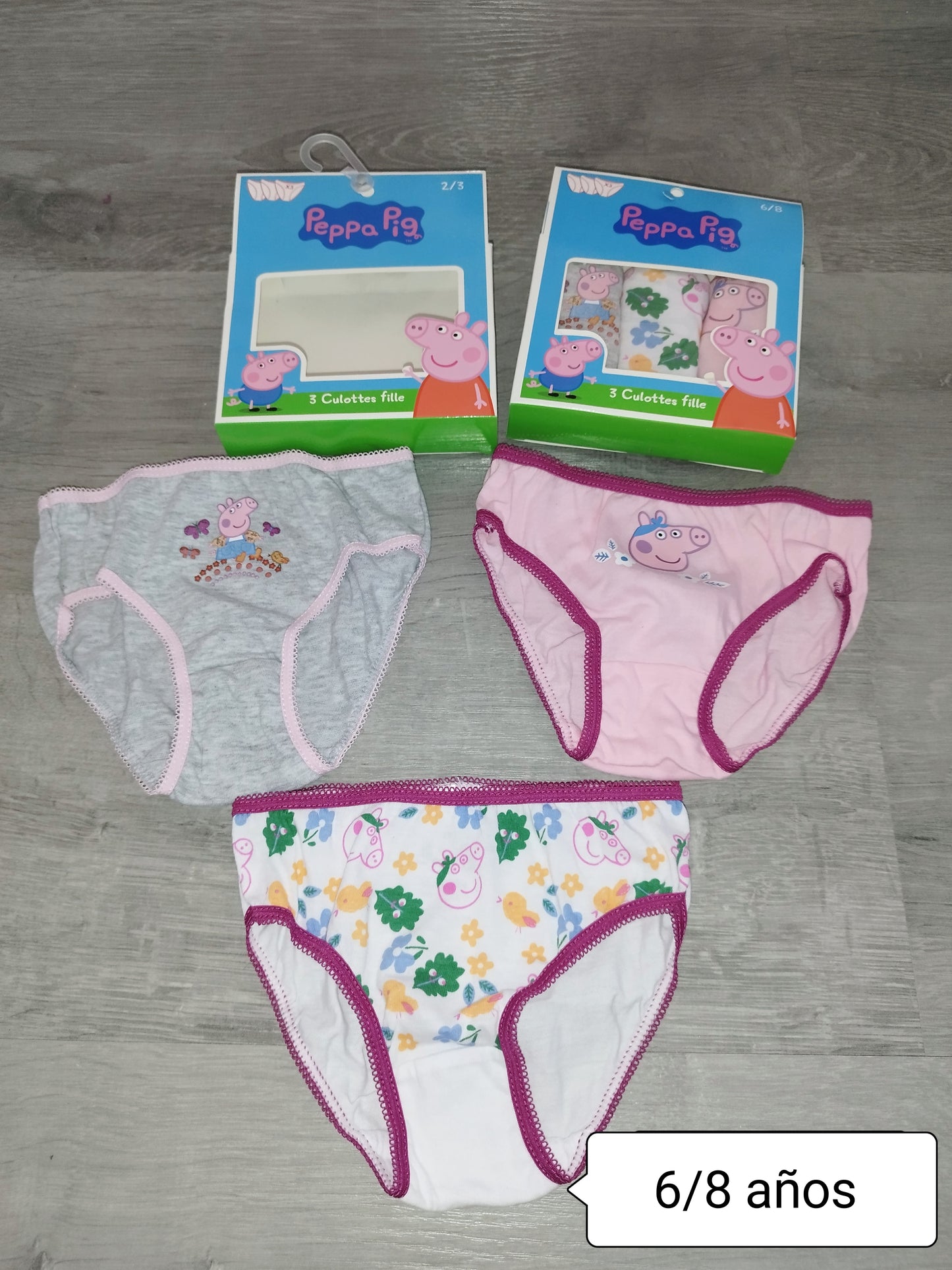 Pack 3 braguitas niña Peppa Pig – ropa interior infantil algodón