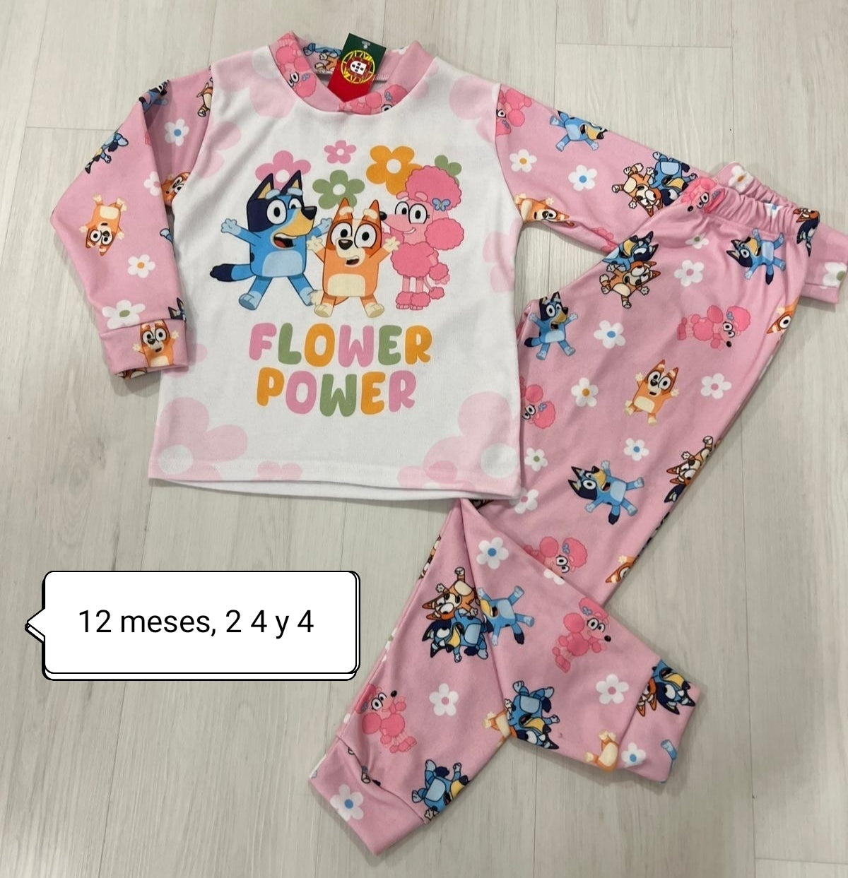 🌸 Pijama Bluey Flower Power para Niña – Conjunto de Invierno 🌸