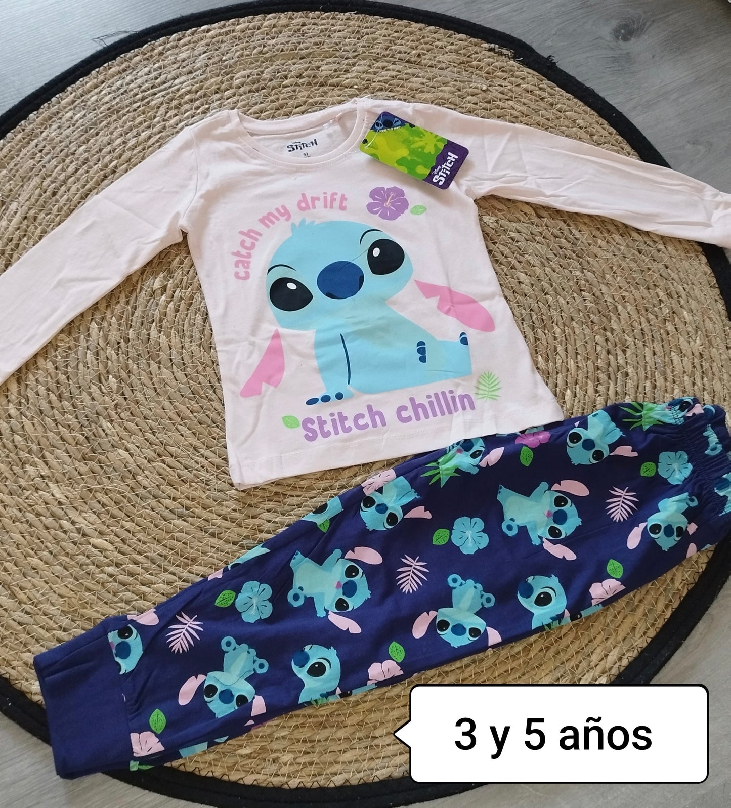 Pijama Stitch para Niña – Manga Larga con Pantalón Estampado 💙