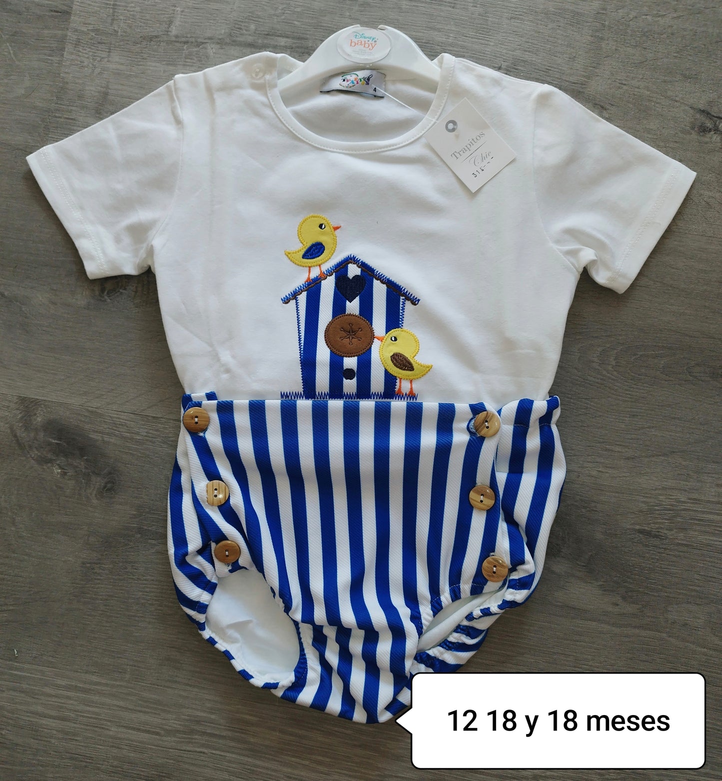 Conjunto bebé marinero camiseta + cubrepañal rayas