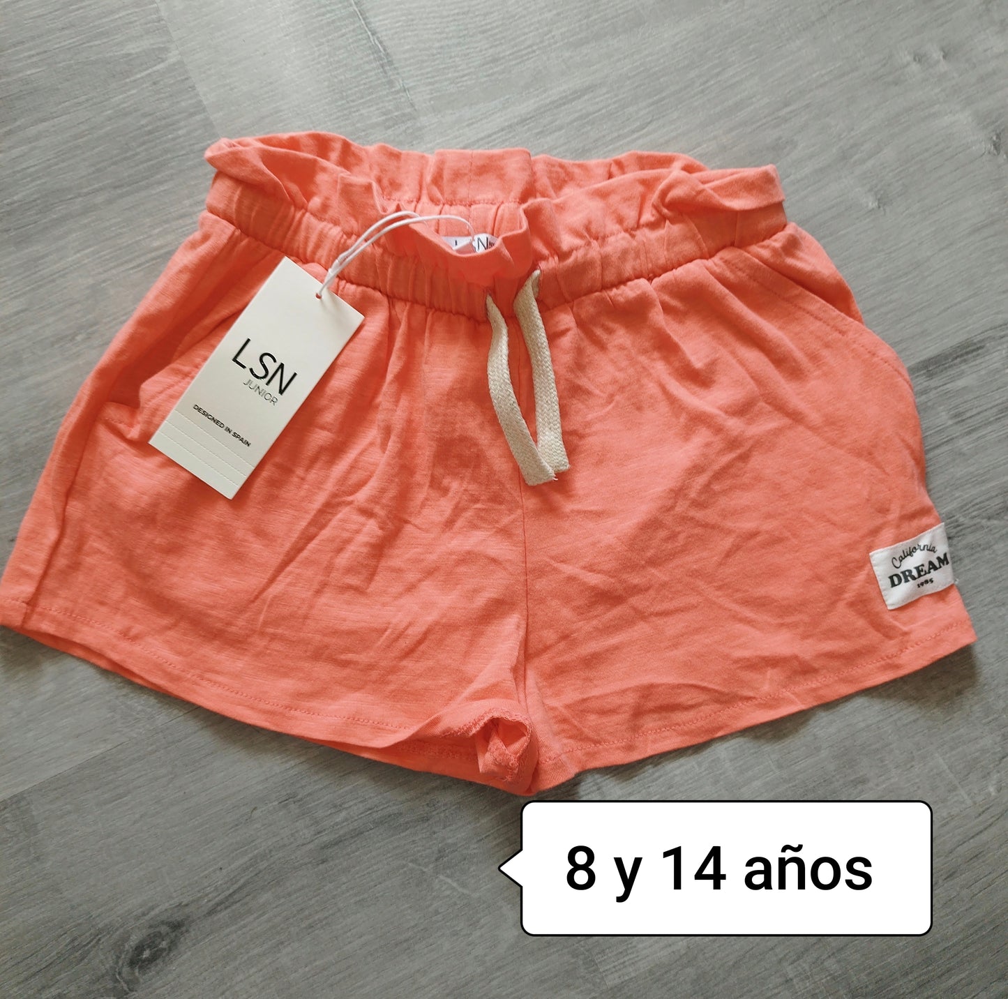 Pantalón niña coral fluido con cintura fruncida