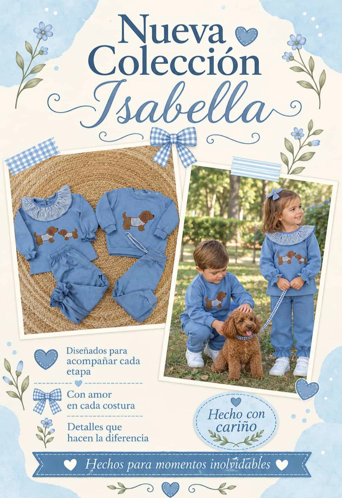 Conjunto de niña azul con perritos 🐶💙