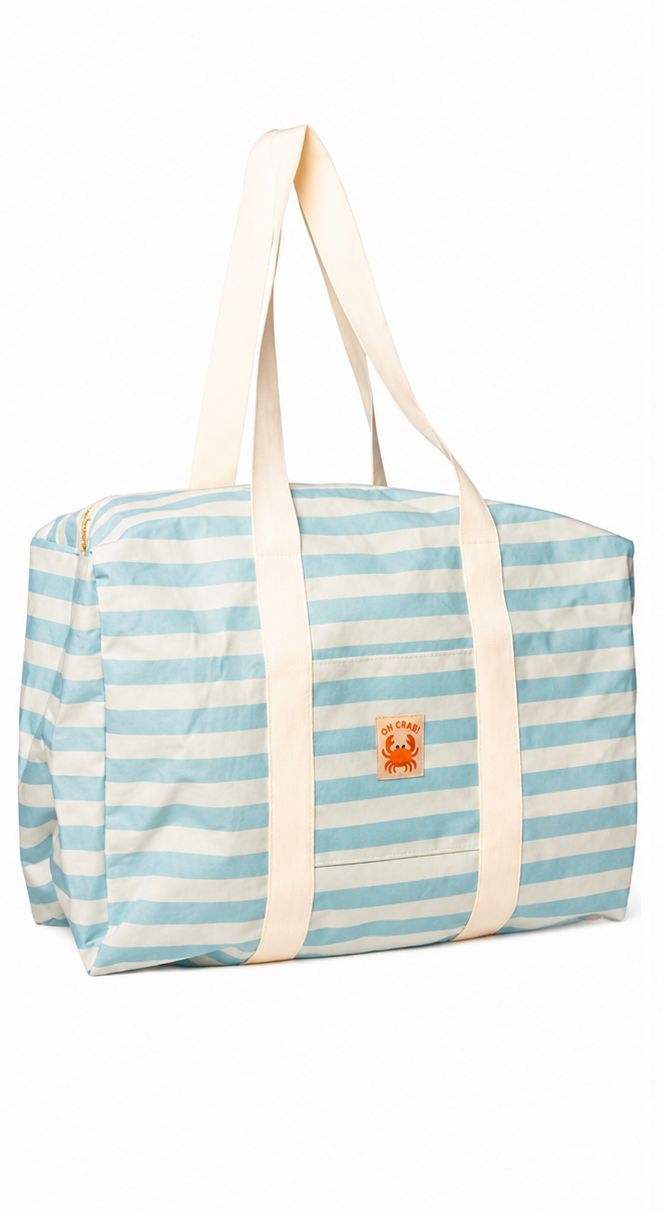 Bolsa viaje marinero Soft Beach azul y Salmón, 48x22x29 cm | Bolsa playa y piscina