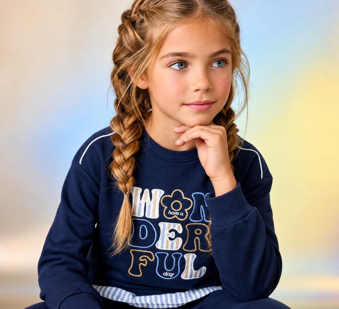 Conjunto infantil "Wonderful" azul marino