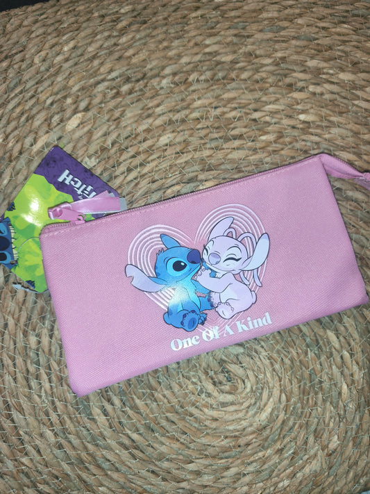 Estuche Stitch y Angel Rosa triple