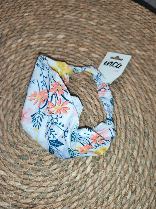 Diadema Infantil de Tela Estampada Flores Ajustable
