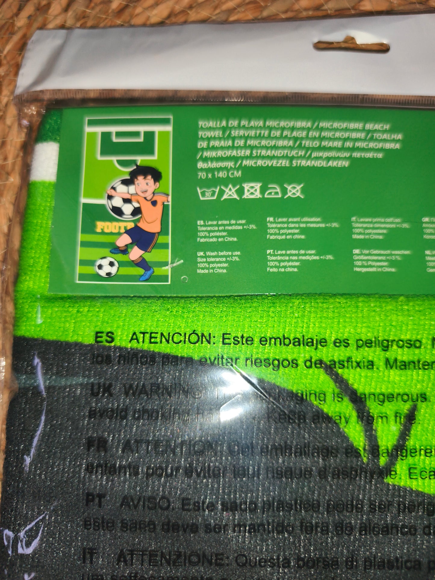 Toalla Infantil Deportiva Tenis / Fútbol 70x140 cm Microfibra Playa Piscina Ligera