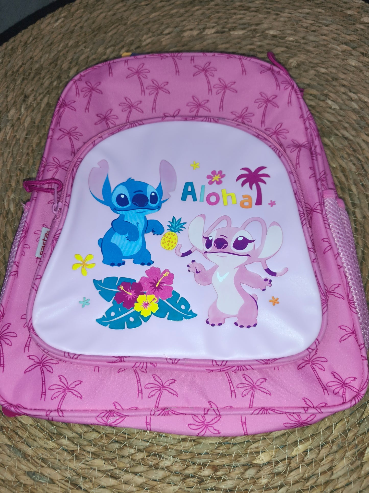 Mochila Infantil Stitch 38 cm + Estuche Aloha Disney Rosa Escolar Primaria Niña