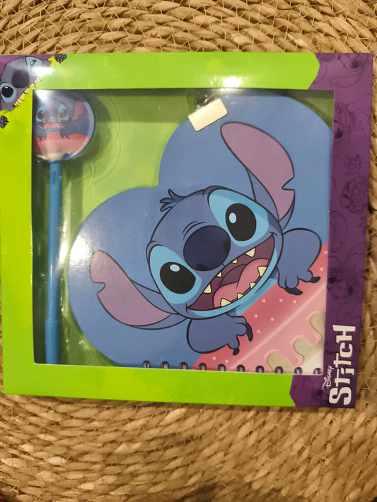 Set Papelería Stitch Disney Cuaderno + Bolígrafo Regalo Infantil Escolar