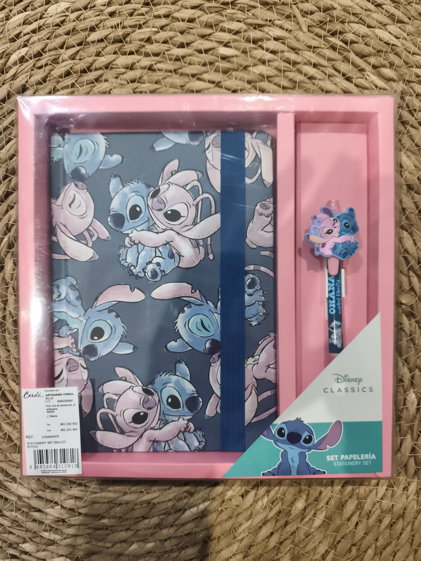 Set Papelería Stitch y Angel Disney + Bolígrafo Regalo Infantil Con Caja