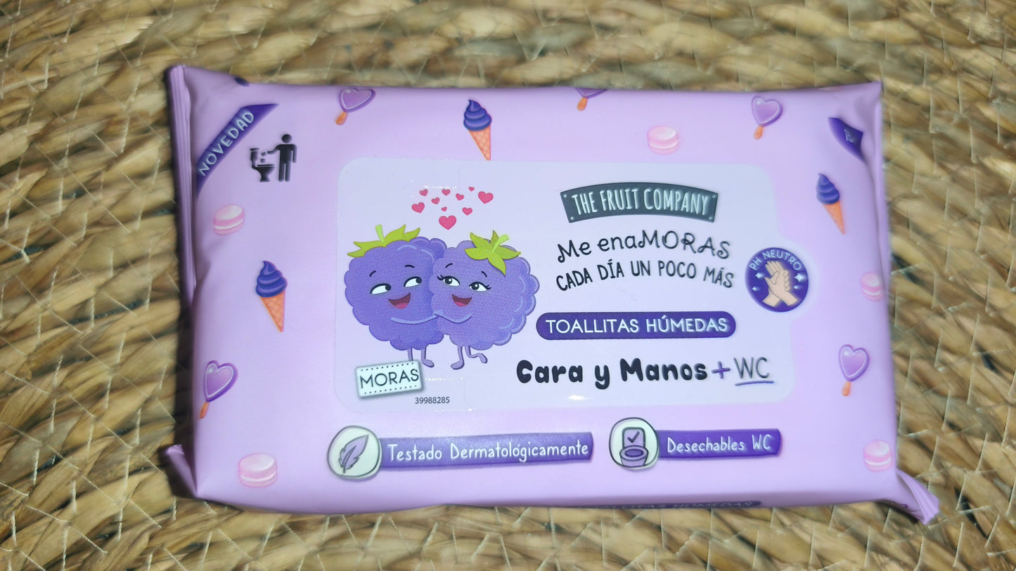 Toallitas húmedas The Fruit Company cara, manos y WC (15 uds) – Varios aromas