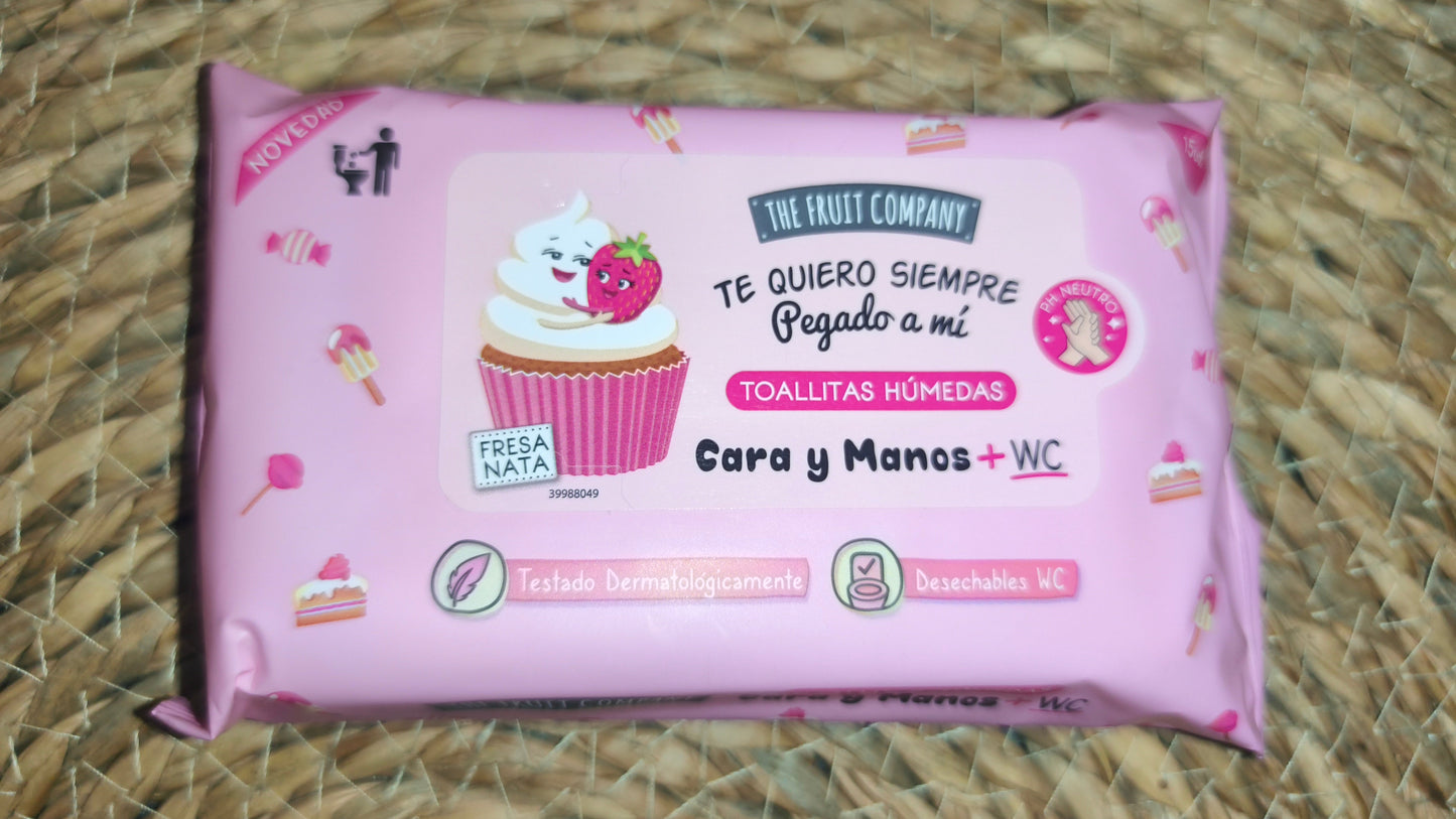 Toallitas húmedas The Fruit Company cara, manos y WC (15 uds) – Varios aromas