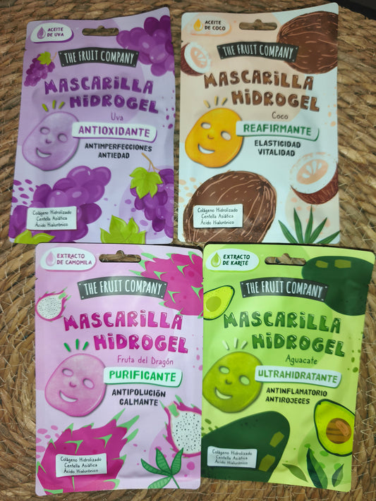 Mascarilla facial hidrogel The Fruit Company – Hidratante, reafirmante y purificante (varios tipos)