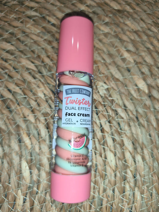 Crema facial The Fruit Company Twister sandía – Gel + crema hidratante dual effect