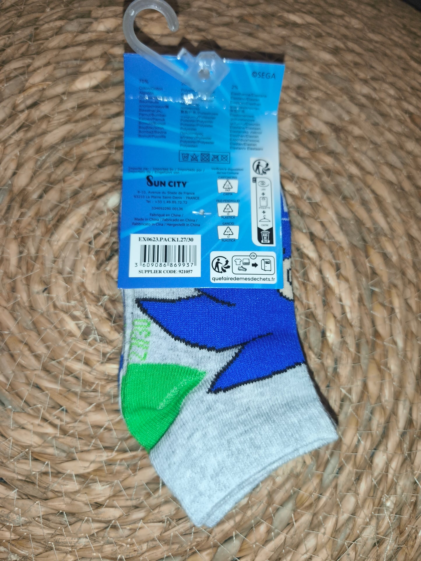 Pack 3 calcetines tobilleros Sonic niño