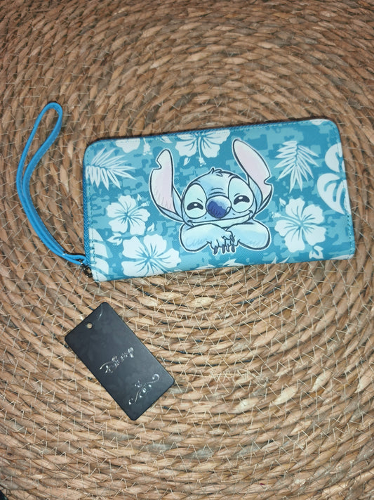 Cartera Stitch Disney | Monedero grande con cremallera | Lilo & Stitch