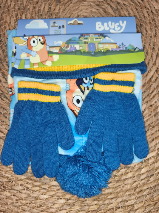 Conjunto de Invierno Bluey Infantil – Gorro, Bufanda y Guantes