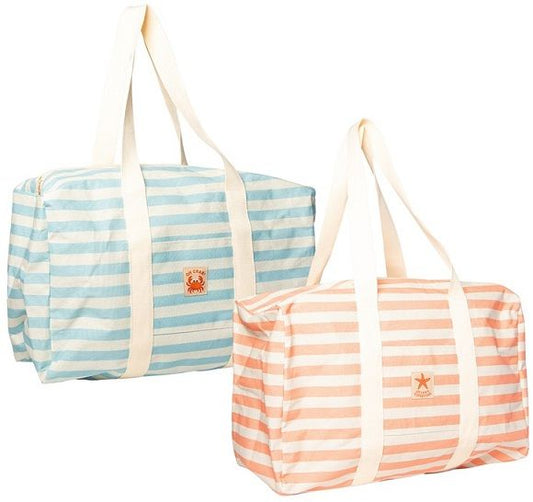 Bolsa viaje marinero Soft Beach azul y Salmón, 48x22x29 cm | Bolsa playa y piscina