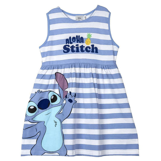 Vestido infantil Stitch “Aloha” azul de rayas