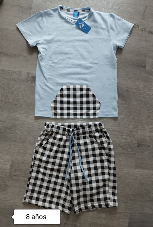 Conjunto niño verano camiseta + pantalón cuadros