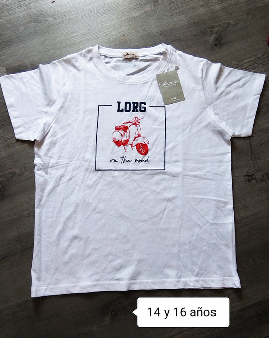Camiseta juvenil La Ormiga blanca con estampado scooter