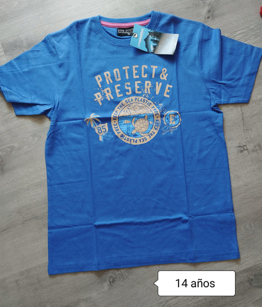 Camiseta niño azul estampado