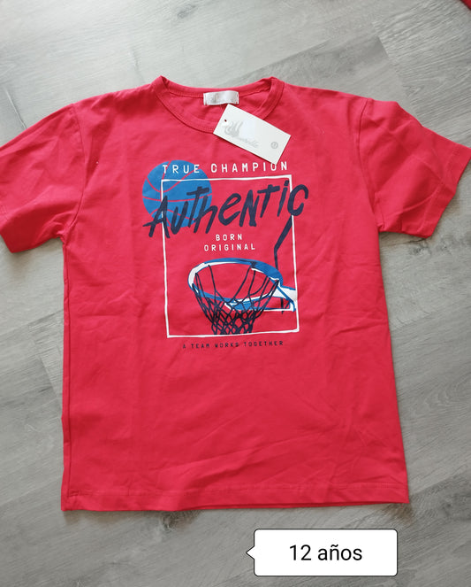 Camiseta niño roja estampado baloncesto