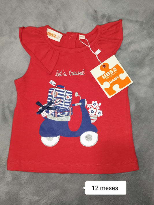 Camiseta bebé roja volante moto