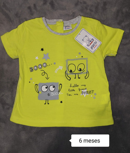 Camiseta bebé amarilla dibujos divertidos