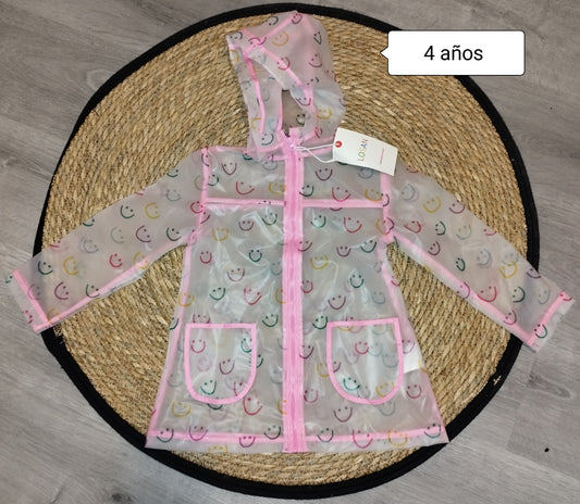 Chubasquero Infantil Impermeable con Capucha Estampado Smile