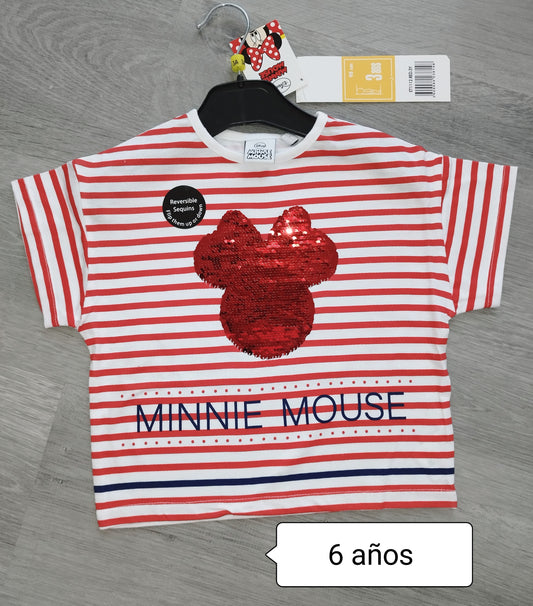 Camiseta Minnie Mouse niña lentejuelas reversible