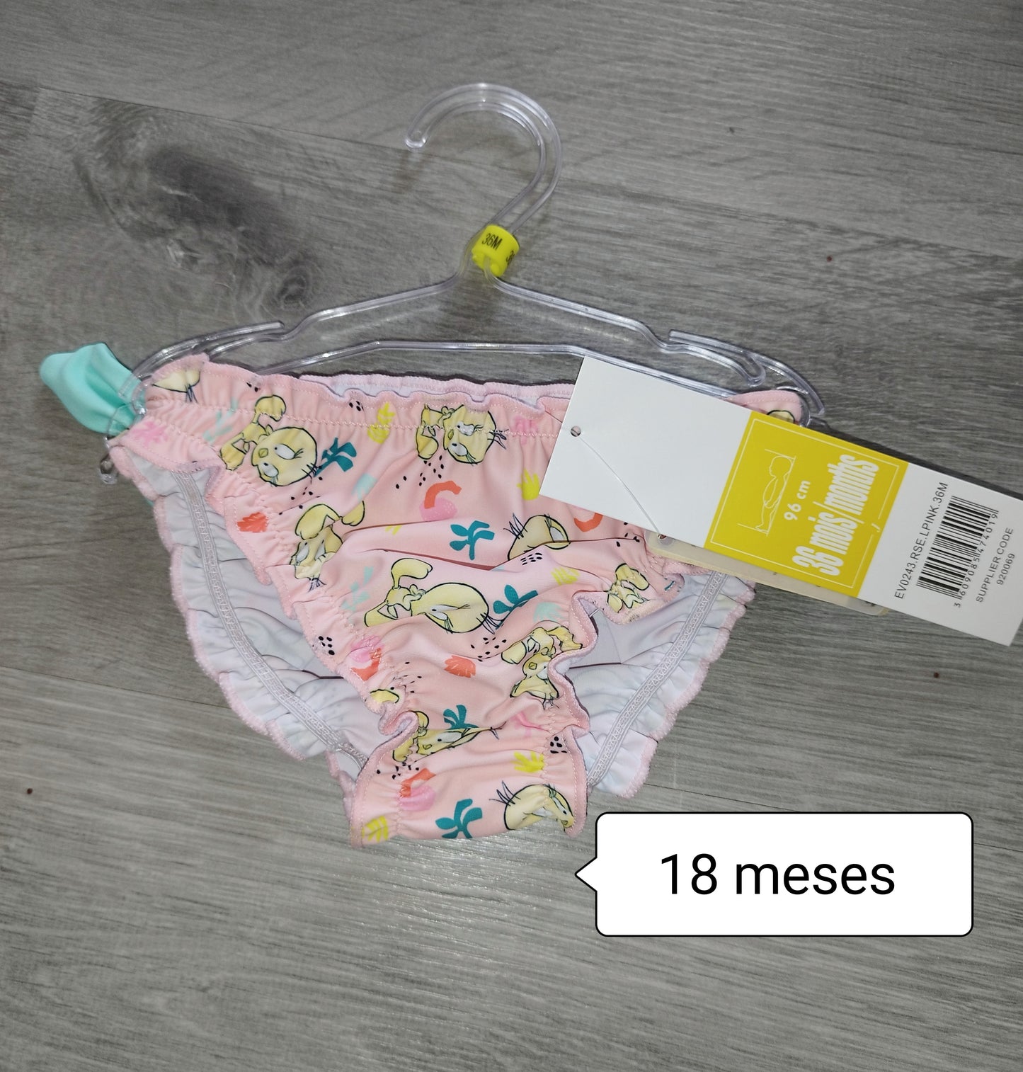 Braguita bikini bebé niña con volantes estampado