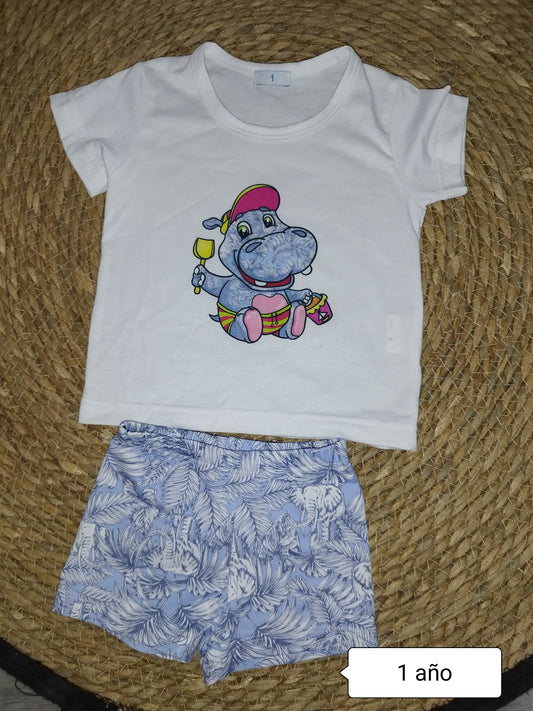 Conjunto bebé niño verano camiseta + bañador