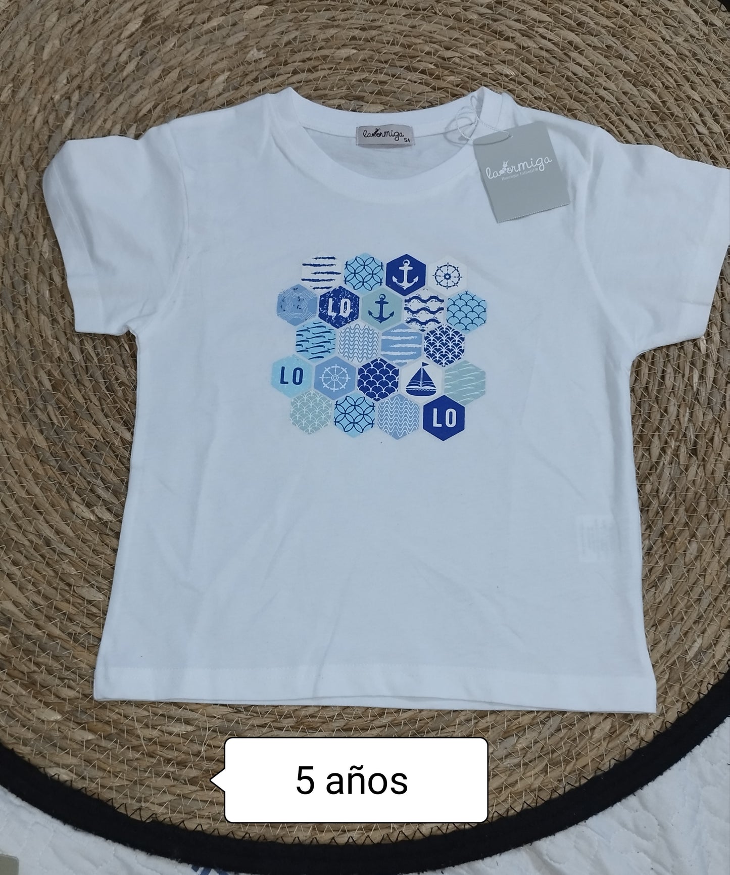 Camiseta niño La Ormiga blanca estampado marinero