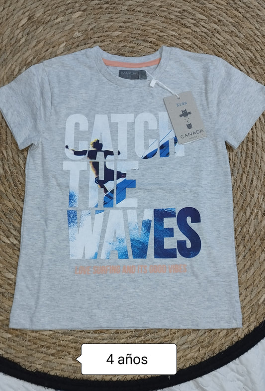 Camiseta niño gris surf