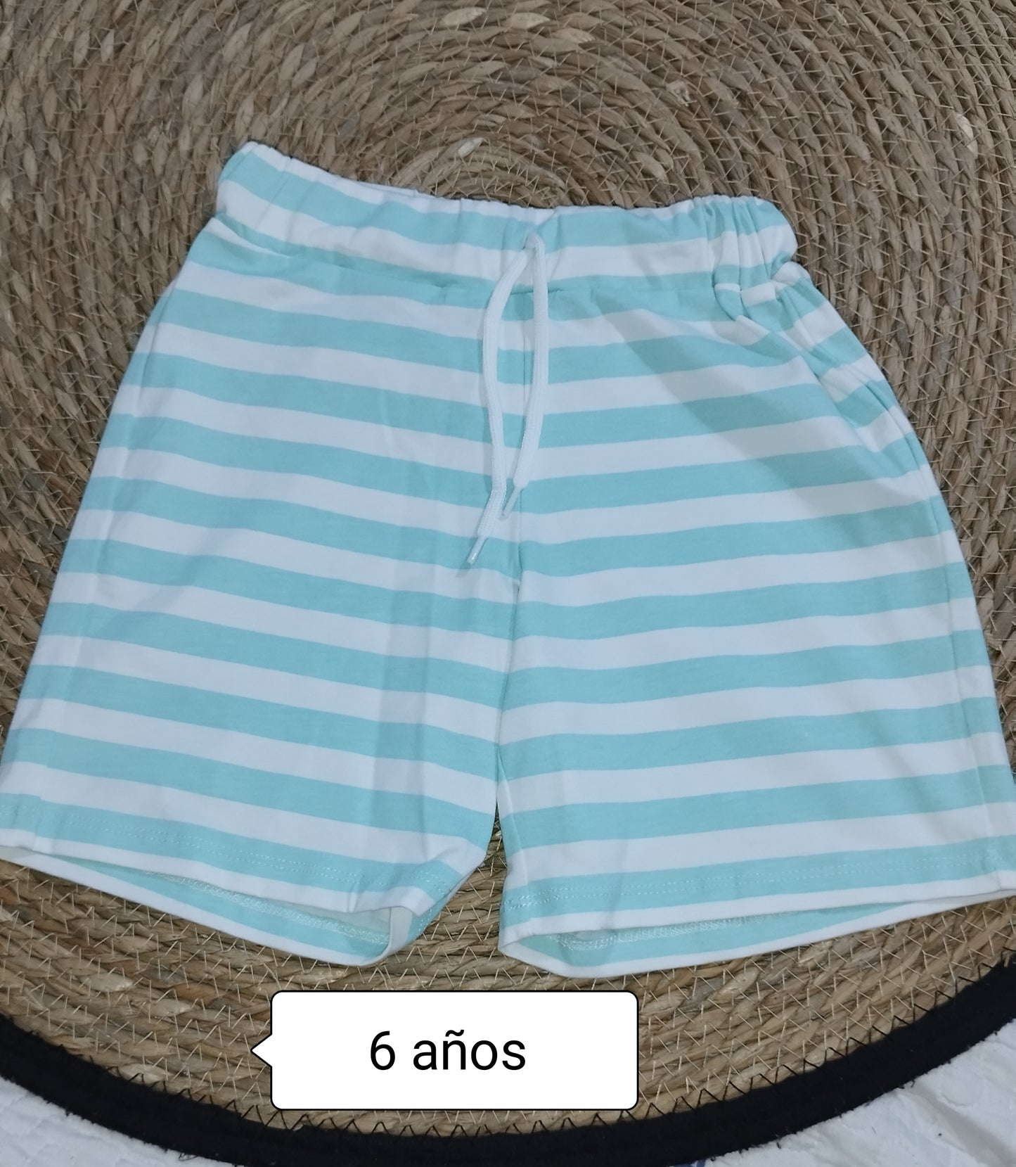 Pantalón niño rayas verde agua