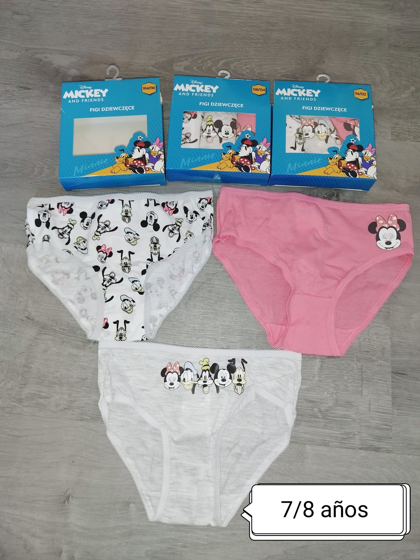 Pack 3 braguitas niña Disney Mickey & Friends – algodón