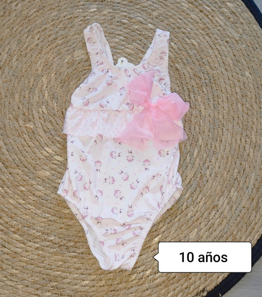Bañador niña lazo rosa