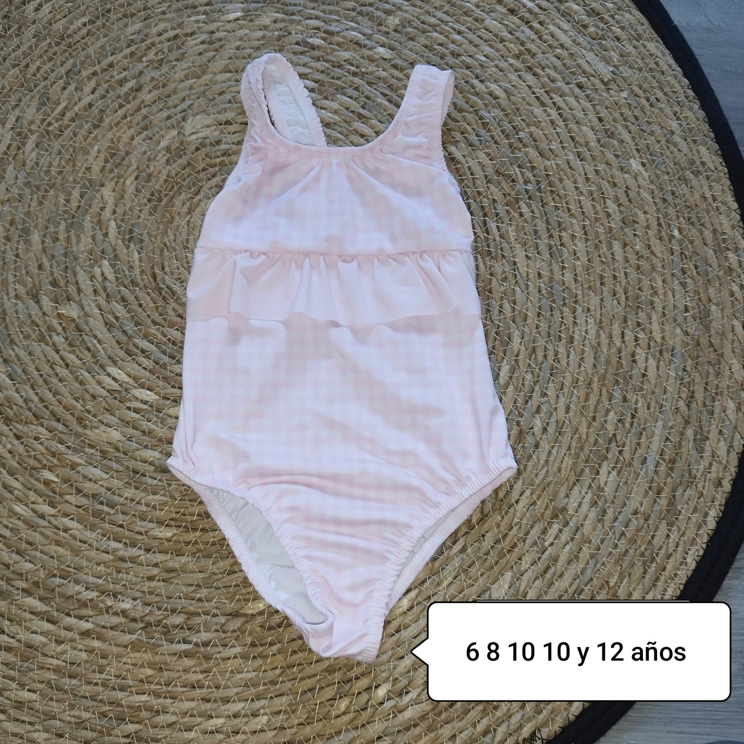 Bañador niña rosa vichy