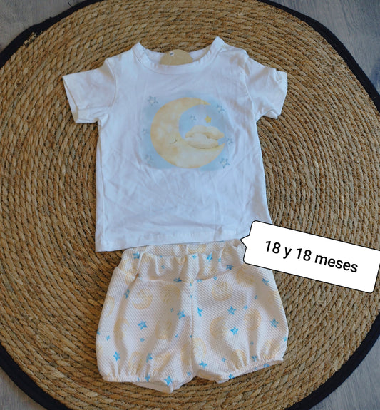Conjunto bebé luna camiseta y short estampado