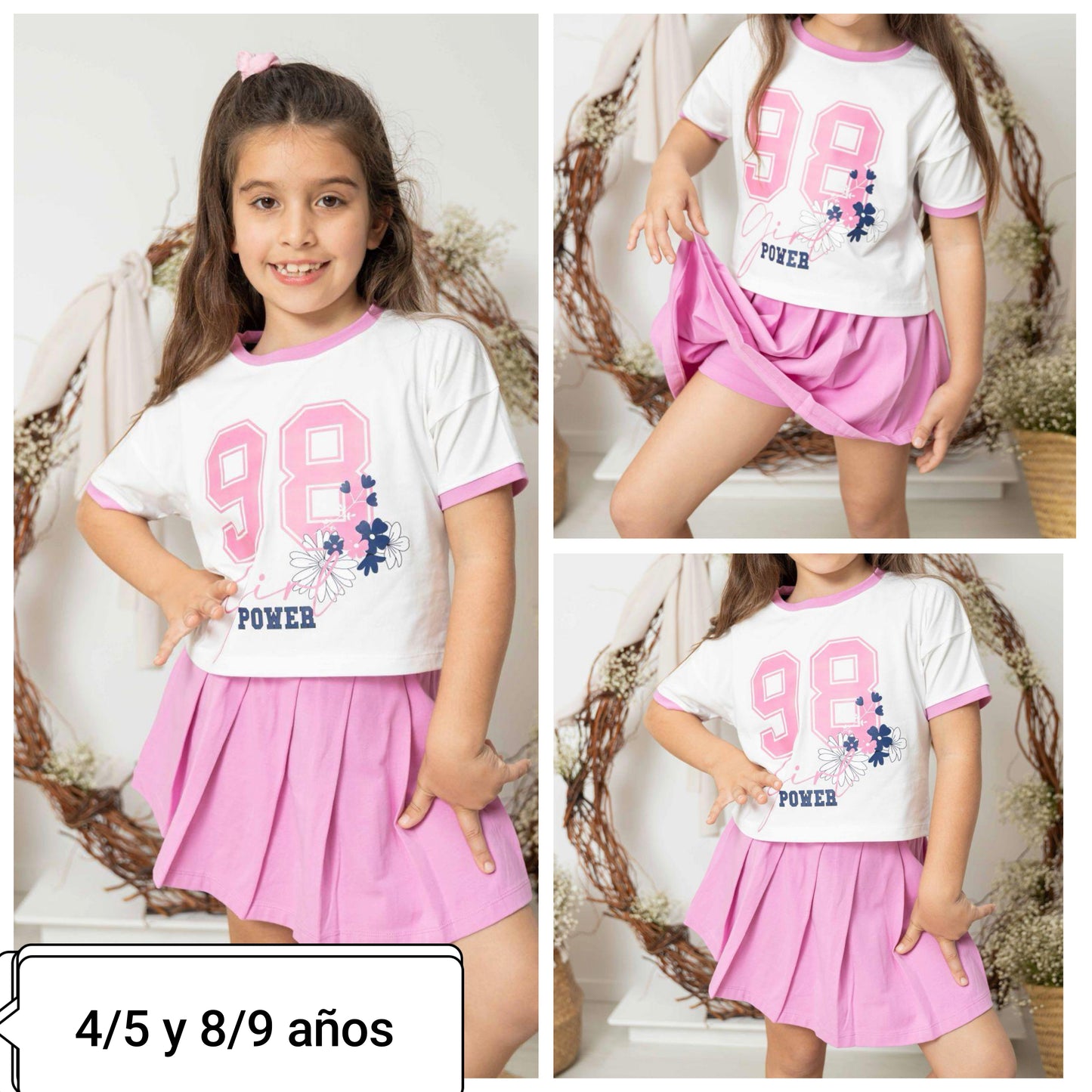 Conjunto niña verano falda rosa 98