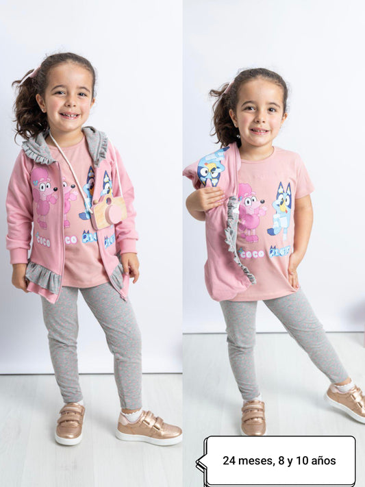 💖 Chándal Bluey & Coco para Niña – 3 Piezas 💖