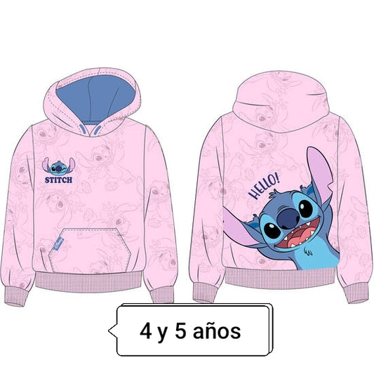 Sudadera Infantil Stitch Rosa con Capucha – Disney