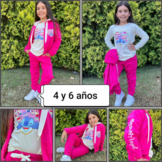 Chándal infantil Stitch Angel 3 piezas